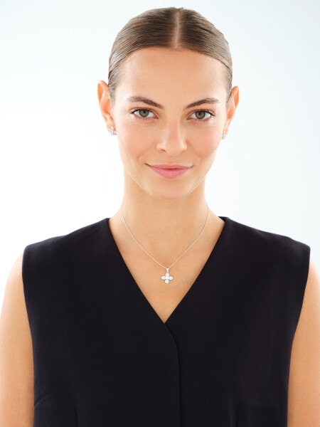 Rhodium Plated Silver Set with Cubic Zirconia