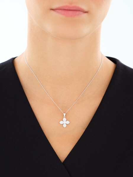Rhodium Plated Silver Set with Cubic Zirconia