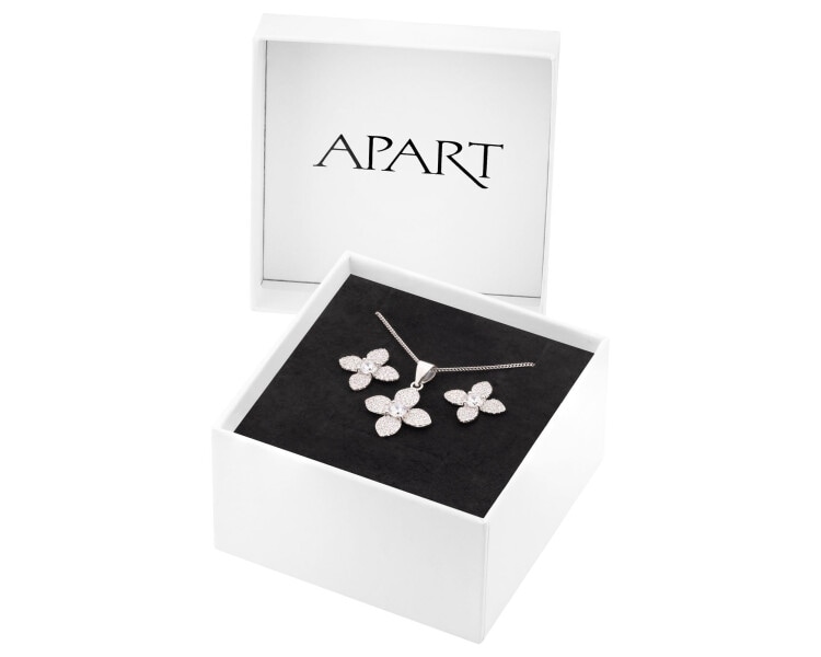 Rhodium Plated Silver Set with Cubic Zirconia