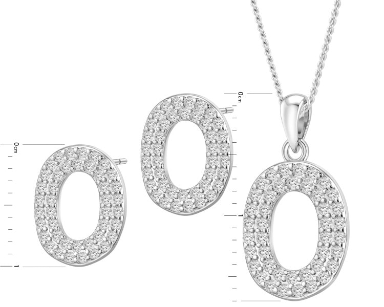 Rhodium Plated Silver Set with Cubic Zirconia