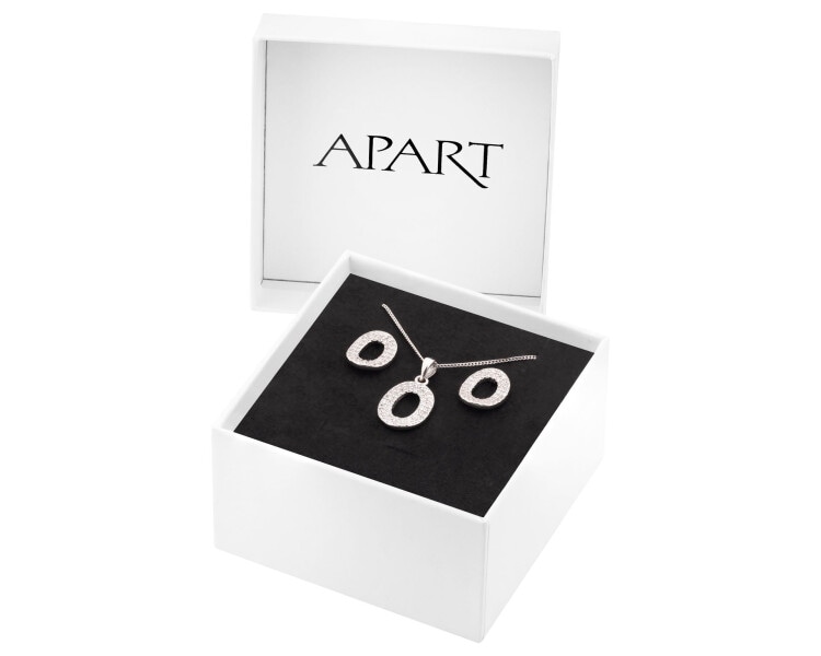 Rhodium Plated Silver Set with Cubic Zirconia