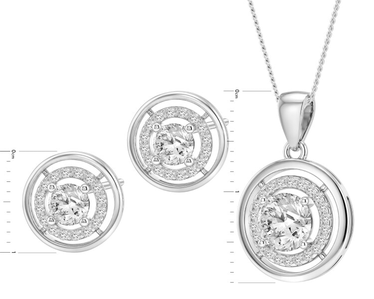 Rhodium Plated Silver Set with Cubic Zirconia