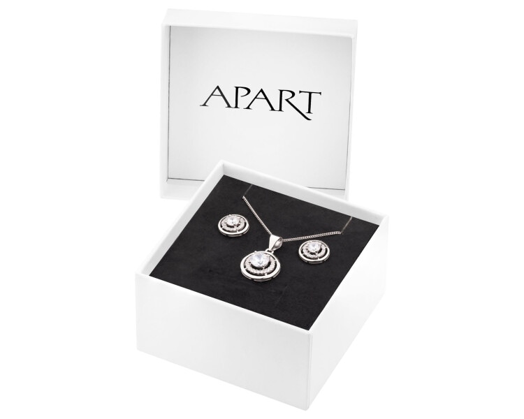 Rhodium Plated Silver Set with Cubic Zirconia