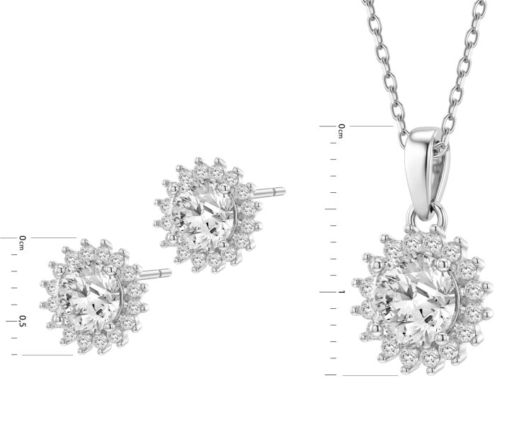 Rhodium Plated Silver Set with Cubic Zirconia