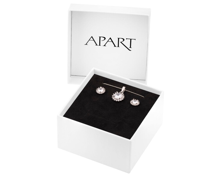 Rhodium Plated Silver Set with Cubic Zirconia