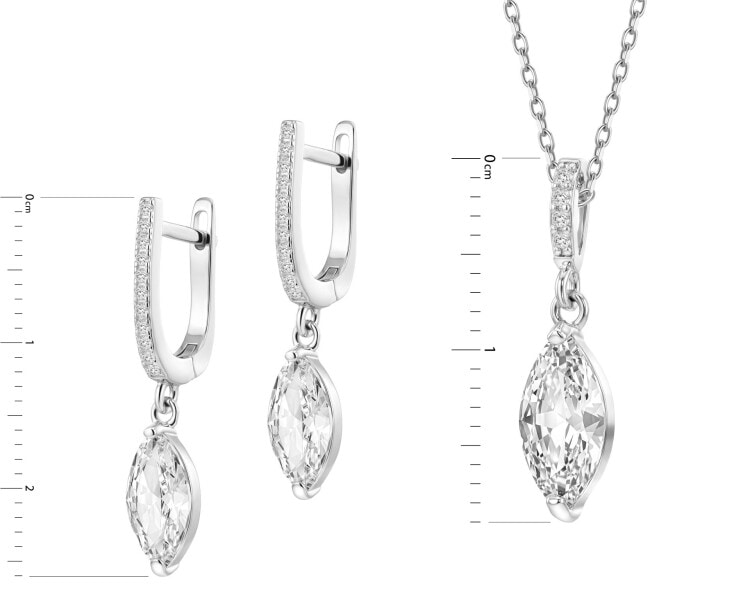 Rhodium Plated Silver Set with Cubic Zirconia