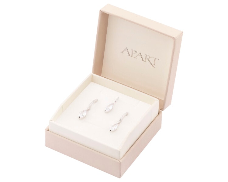 Rhodium Plated Silver Set with Cubic Zirconia