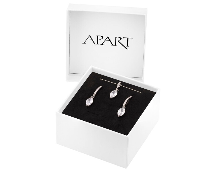 Rhodium Plated Silver Set with Cubic Zirconia