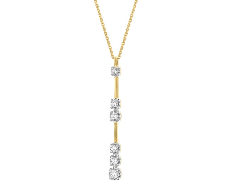 Naszyjnik z żółtego złota z brylantami - 0,20 ct - próba 585