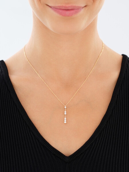 14 K Rhodium-Plated Yellow Gold Necklace with Diamonds - 0,20 ct - fineness 14 K