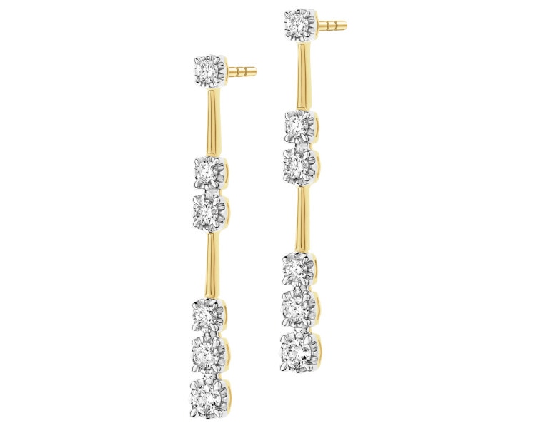 Kolczyki z żółtego złota z brylantami - 0,40 ct - próba 585