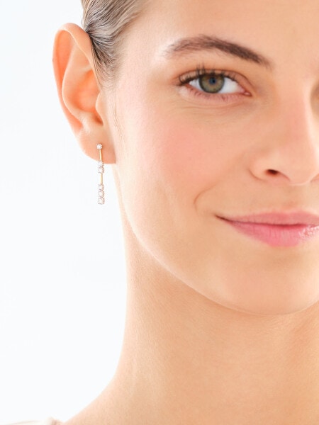 14 K Rhodium-Plated Yellow Gold Dangling Earring with Diamonds - 0,40 ct - fineness 14 K