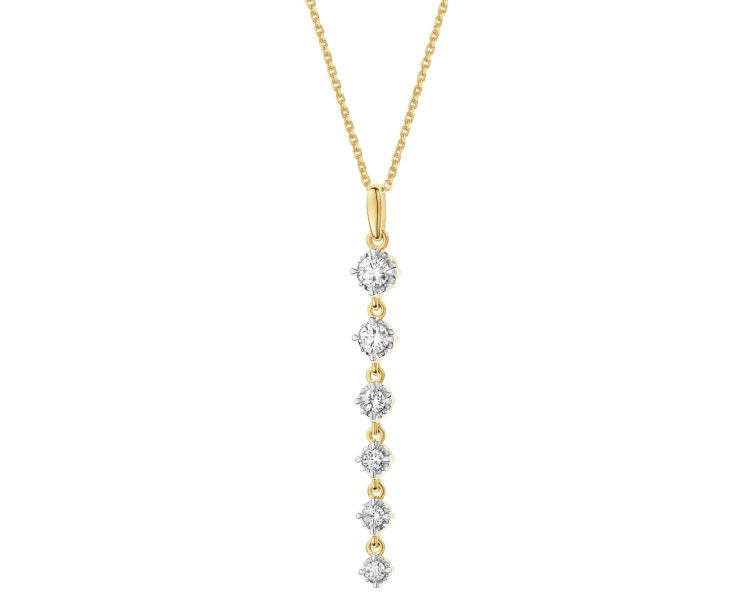 Naszyjnik z żółtego złota z brylantami - 0,25 ct - próba 585