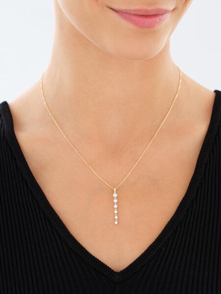 14 K Rhodium-Plated Yellow Gold Necklace with Diamonds - 0,25 ct - fineness 14 K