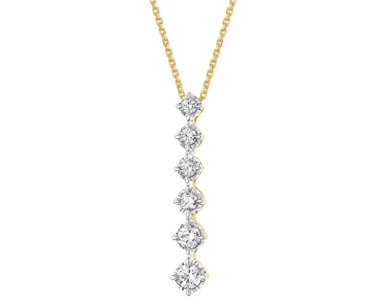 Naszyjnik z żółtego złota z brylantami - 0,25 ct - próba 585