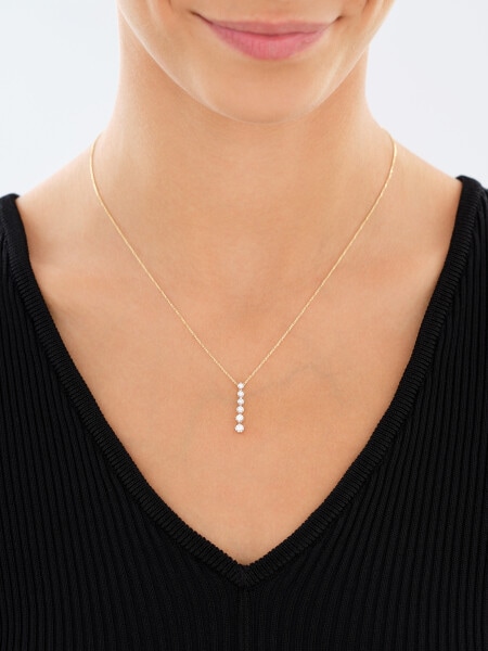 14 K Rhodium-Plated Yellow Gold Necklace with Diamonds - 0,25 ct - fineness 14 K