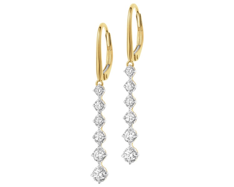 Kolczyki z żółtego złota z brylantami - 0,50 ct - próba 585