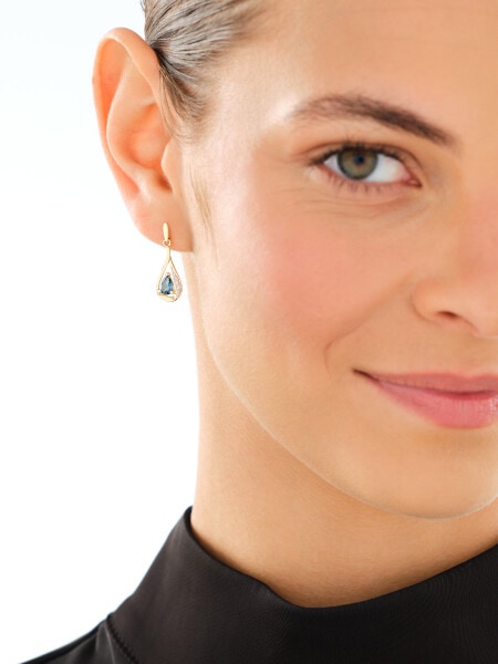 14 K Rhodium-Plated Yellow Gold Dangling Earring  - fineness 14 K