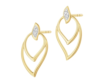 Kolczyki z żółtego złota z brylantami - 0,03 ct - próba 375