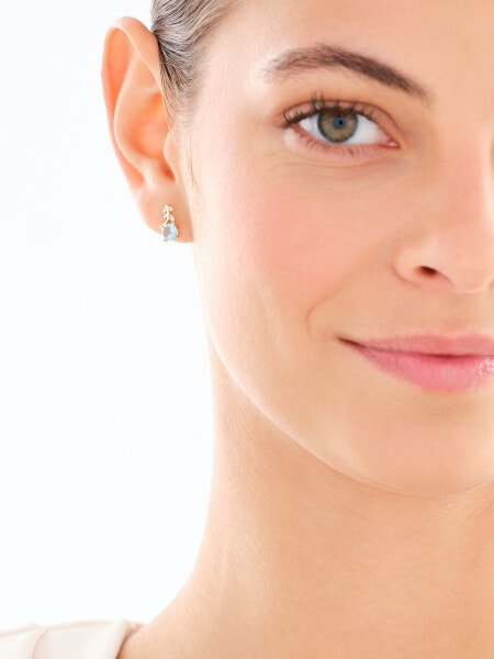 14 K Rhodium-Plated Yellow Gold Earrings  - fineness 14 K