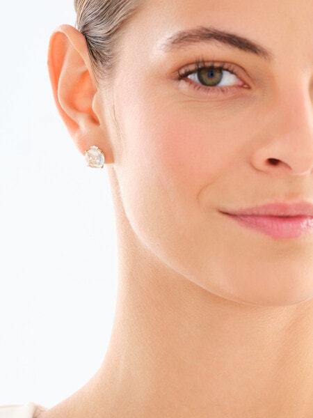 14 K Rhodium-Plated Yellow Gold Earrings  - fineness 14 K