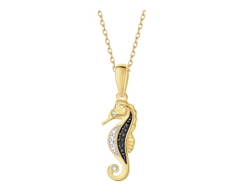 Zawieszka z żółtego złota z diamentami - konik morski - 0,02 ct - próba 375