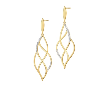 Kolczyki z żółtego złota z diamentami - 0,08 ct - próba 585