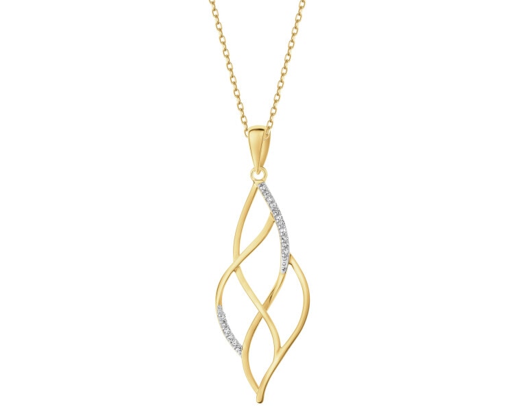 Zawieszka z żółtego złota z diamentami - 0,04 ct - próba 585