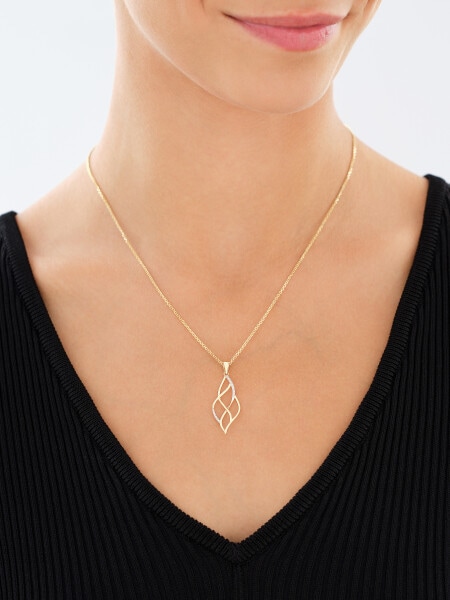 14 K Rhodium-Plated Yellow Gold Pendant with Diamonds - 0,04 ct - fineness 14 K