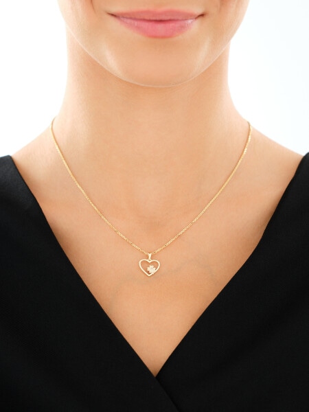 9 K Rhodium-Plated Yellow Gold Pendant with Diamond - 0,002 ct - fineness 9 K