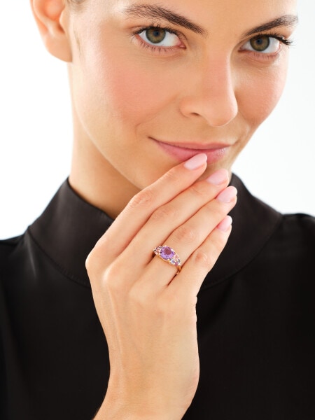 14 K Rhodium-Plated Yellow Gold Ring  - fineness 14 K