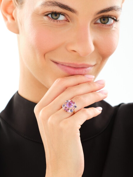 14 K Rhodium-Plated Yellow Gold Ring  - fineness 14 K