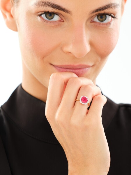 14 K Rhodium-Plated Yellow Gold Ring  - fineness 14 K