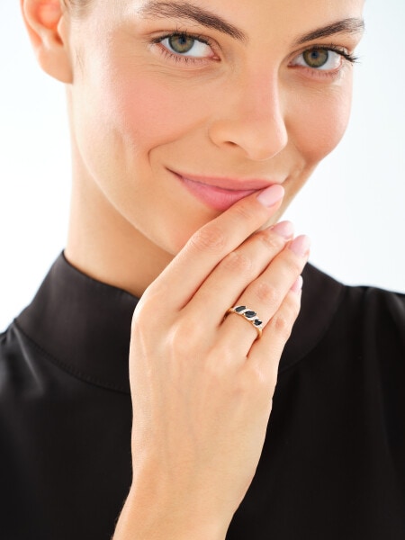 14 K Rhodium-Plated Yellow Gold Ring  - fineness 14 K