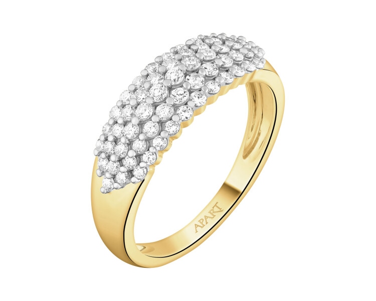 Pierścionek z żółtego złota z brylantami - 0,50 ct - próba 585