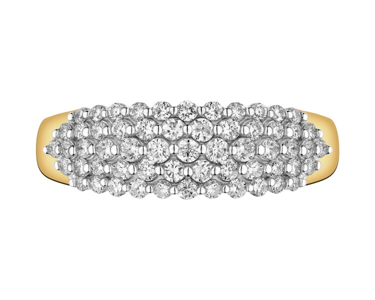 Pierścionek z żółtego złota z brylantami - 0,50 ct - próba 585