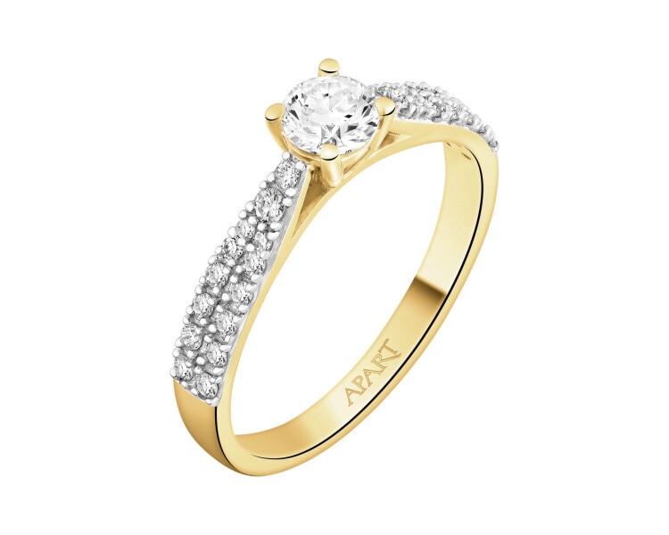 Pierścionek z żółtego złota z diamentami - 0,50 ct - próba 585