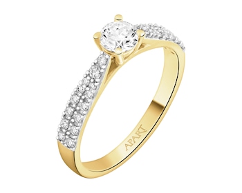 Pierścionek z żółtego złota z diamentami - 0,50 ct - próba 585
