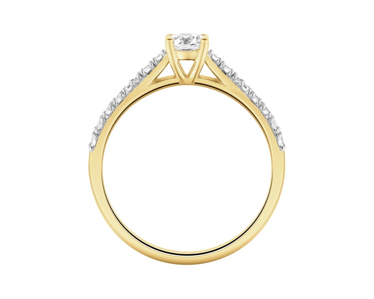 Pierścionek z żółtego złota z diamentami - 0,50 ct - próba 585