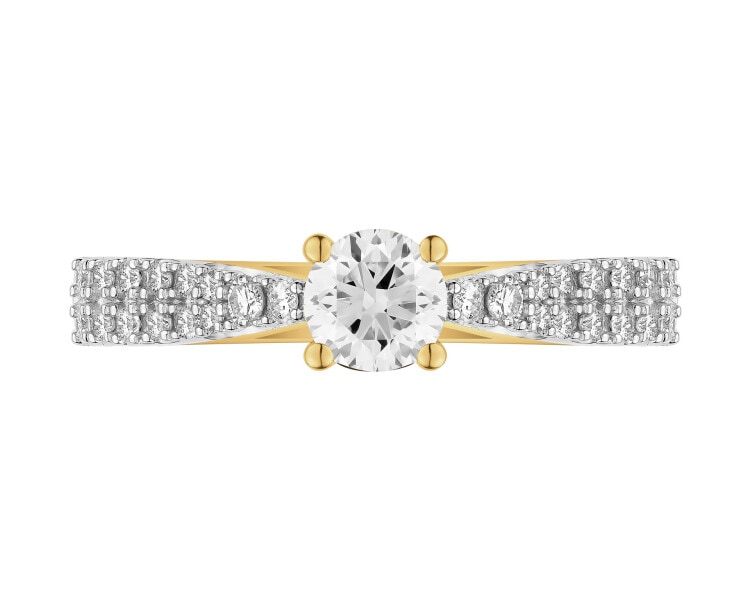 Pierścionek z żółtego złota z diamentami - 0,50 ct - próba 585