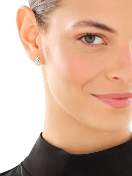 9 K Rhodium-Plated Yellow Gold Earrings  - fineness 9 K