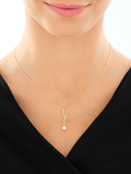 14 K Rhodium-Plated Yellow Gold Necklace  - fineness 14 K