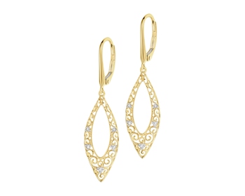Kolczyki z żółtego złota z diamentami - 0,04 ct - próba 585