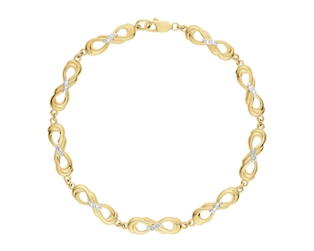 Bransoletka z żółtego złota z diamentami - 18 cm - nieskończoność - 0,03 ct - próba 375
