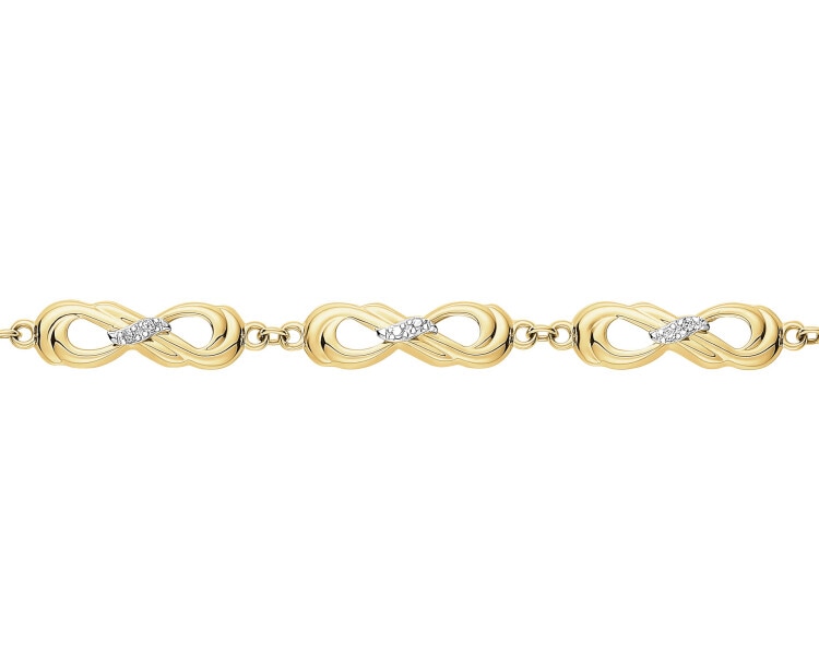 Bransoletka z żółtego złota z diamentami - 18 cm - nieskończoność - 0,03 ct - próba 375