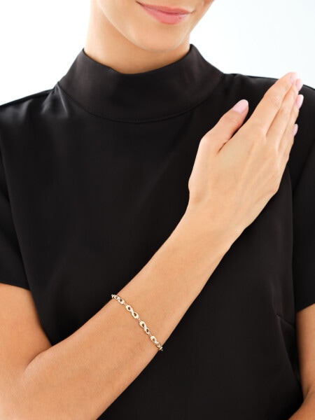 9 K Rhodium-Plated Yellow Gold Bracelet with Diamonds - 0,03 ct - fineness 9 K