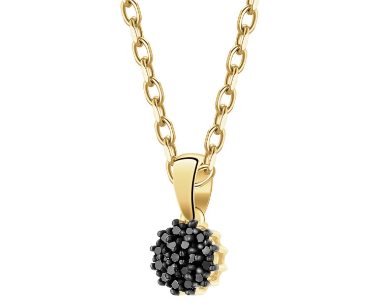 Zawieszka z żółtego złota z czarnymi diamentami - 0,07 ct - próba 585