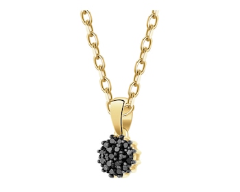 Zawieszka z żółtego złota z czarnymi diamentami - 0,07 ct - próba 585