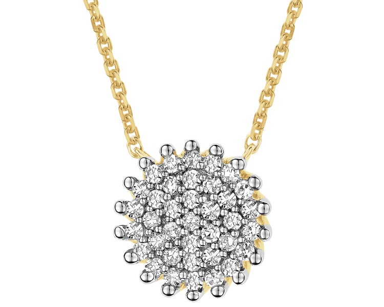 Naszyjnik z żółtego złota z diamentami - 0,13 ct - próba 585