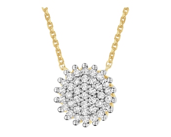 Naszyjnik z żółtego złota z diamentami - 0,13 ct - próba 585